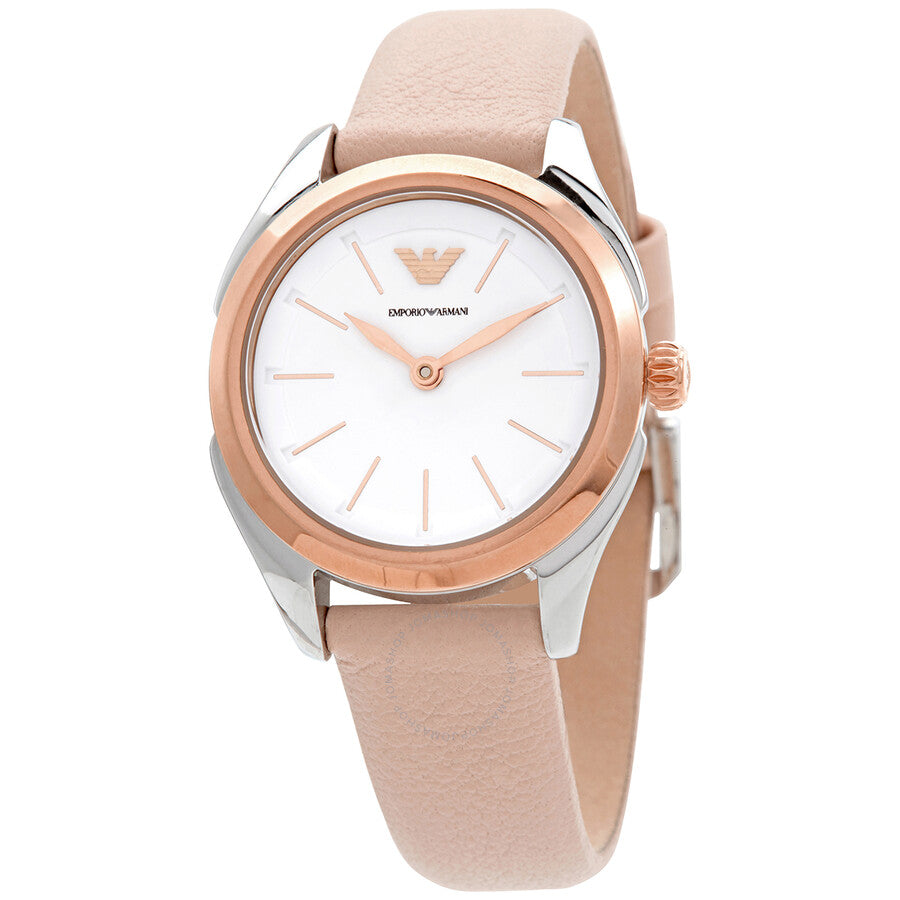 Emporio Armani Valeria Quartz White Dial Beige Leather Strap Watch For Women - AR11031 Buy Now By Emporio Armani