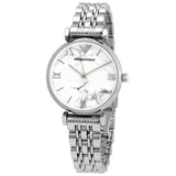 Emporio Armani Gianni T Bar White Marble Dial Silver Steel Strap Watch For Women - AR11170 Buy Now By Emporio Armani