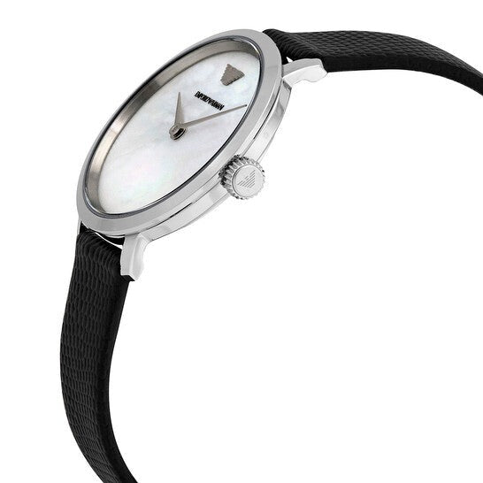 Emporio Armani Modern White Dial Black Leather Strap Watch For Women - AR11159 Buy Now By Emporio Armani