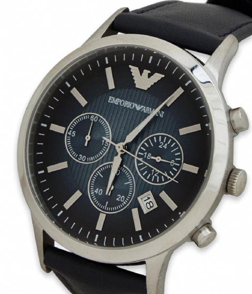 Emporio Armani Classic Chronograph Blue Dial Blue Leather Strap Watch For Men - AR2473 Buy Now By Emporio Armani