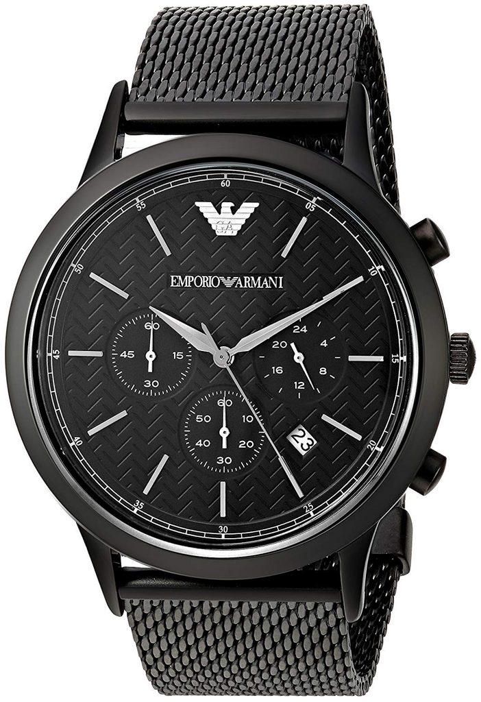 Emporio Armani Renato Chronograph Black Dial Black Mesh Bracelet Watch For Men - AR2498 Buy Now By Emporio Armani