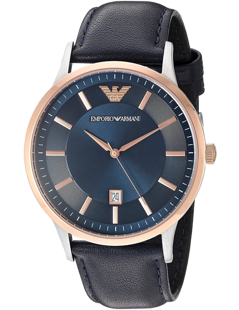 Emporio Armani Renato Analog Blue Dial Black Leather Strap Watch For Men - AR2506 Buy Now By Emporio Armani