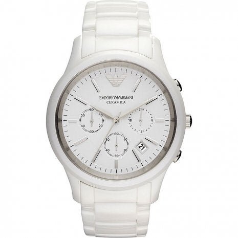 Emporio Armani Luigi Chronograph Ceramic White Dial White Ceramic Strap Watch For Men - AR1499 Buy Now By Emporio Armani