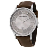 Emporio Armani Renato Quartz Silver Dial Brown Leather Strap Watch For Men - AR11185 Buy Now By Emporio Armani