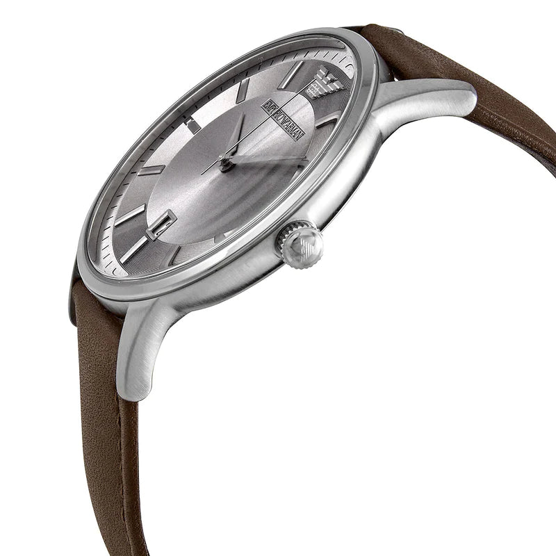 Emporio Armani Renato Quartz Silver Dial Brown Leather Strap Watch For Men - AR11185 Buy Now By Emporio Armani