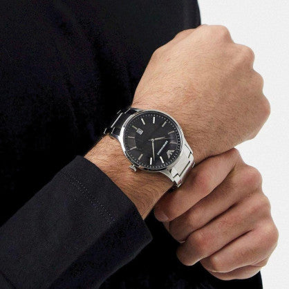 Emporio Armani Renato Quartz Black Dial Silver Steel Strap Watch For Men - AR11181 Buy Now By Emporio Armani