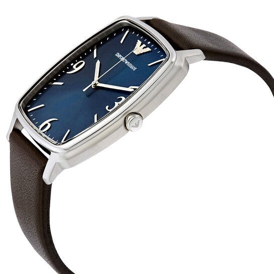 Emporio Armani Retro Quartz Blue Dial Black Leather Strap Watch For Men - AR2491 Buy Now By Emporio Armani