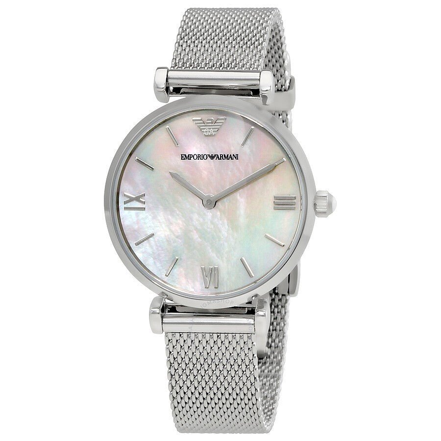 Emporio Armani Gianni T Bar Mother of Pearl Dial Silver Steel Strap Watch For Women - AR1955 Buy Now By Emporio Armani