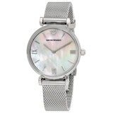 Emporio Armani Gianni T Bar Mother of Pearl Dial Silver Steel Strap Watch For Women - AR1955 Buy Now By Emporio Armani