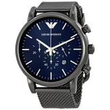 Emporio Armani Chronograph Blue Dial Gun Metallic Mesh Bracelet Watch For Men - AR1979 Buy Now By Emporio Armani