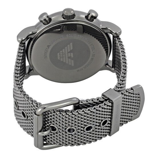 Emporio Armani Chronograph Blue Dial Gun Metallic Mesh Bracelet Watch For Men - AR1979 Buy Now By Emporio Armani