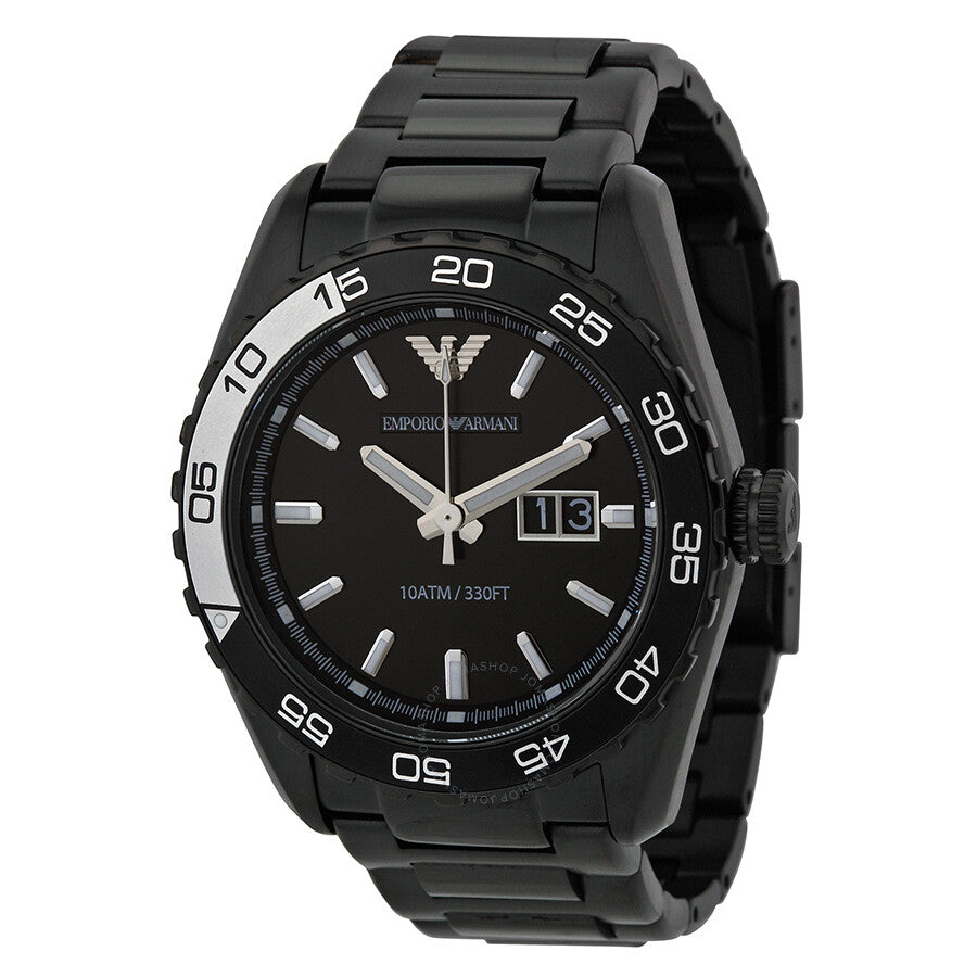 Emporio Armani Sportivo Quartz Black Dial Black Steel Strap Watch For Men - AR6049 Buy Now By Emporio Armani