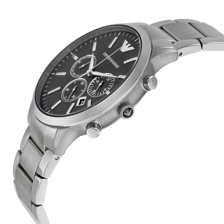 Emporio Armani Sportivo Chronograph Black Dial Silver Steel Strap Watch For Men - AR2460 Buy Now By Emporio Armani
