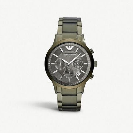 Emporio Armani Renato Chronograph Quartz Grey Dial Green Steel Strap Watch For Men - AR11117 Buy Now By Emporio Armani