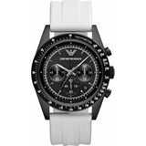 Emporio Armani Sportivo Chronograph Black Dial White Rubber Strap Watch For Men - AR6112 Buy Now By Emporio Armani