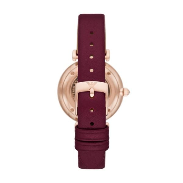 Emporio Armani Gianni T Bar Crystals Maroon Dial Maroon Leather Strap Watch for Women - AR11487 Buy Now By Emporio Armani