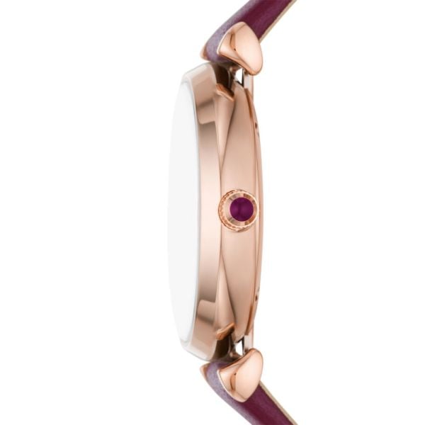 Emporio Armani Gianni T Bar Crystals Maroon Dial Maroon Leather Strap Watch for Women - AR11487 Buy Now By Emporio Armani