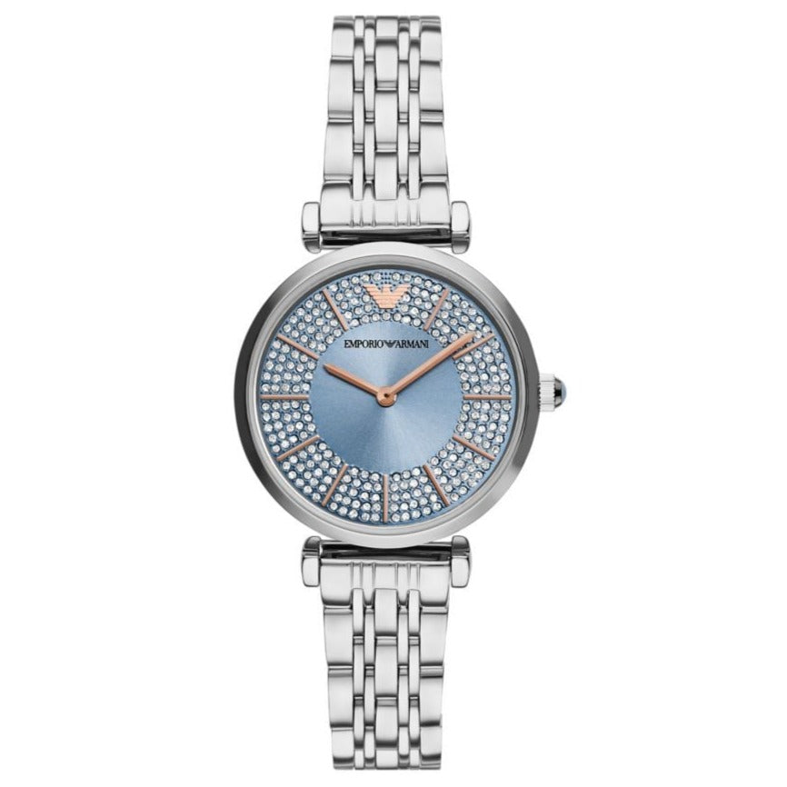 Emporio Armani Gianni T-Bar Quartz Blue Dial Silver Steel Strap Watch For Women - AR11594 Buy Now By Emporio Armani