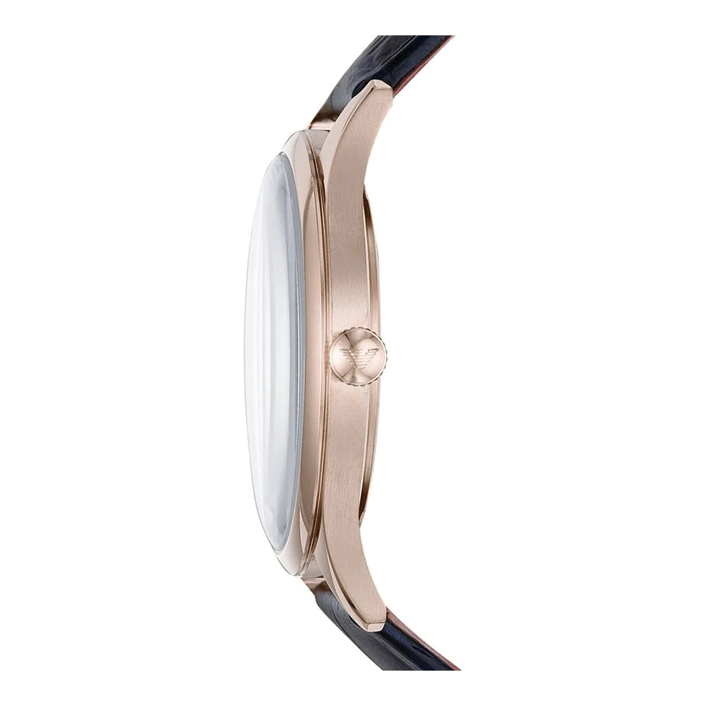 Emporio Armani Classic Silver Dial Blue Leather Strap Watch For Men - AR11131 Buy Now By Emporio Armani