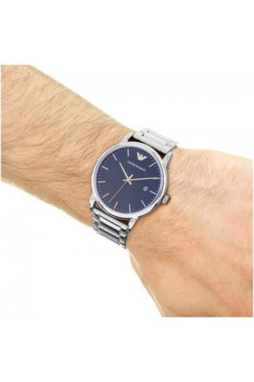 Emporio Armani Luigi Blue Dial Silver Steel Strap Watch For Men - AR11089 Buy Now By Emporio Armani