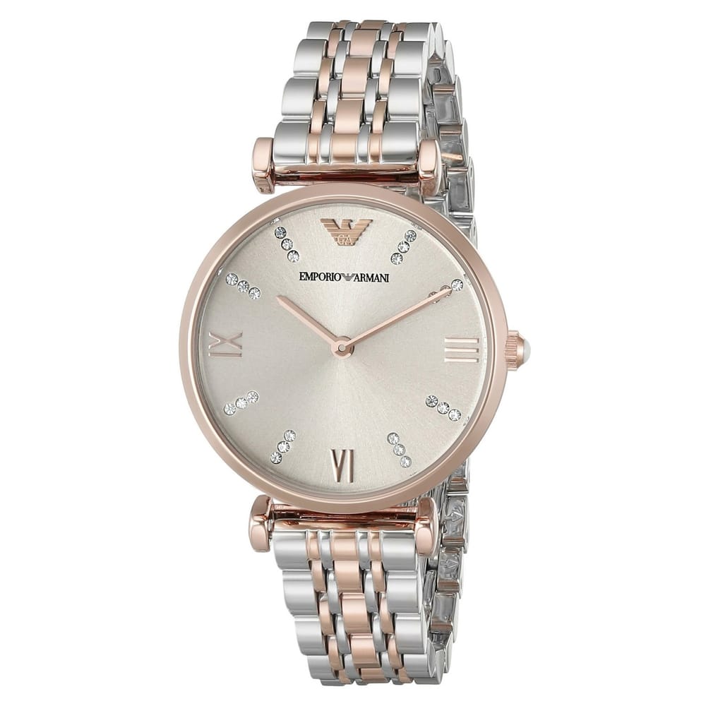 Emporio Armani Gianni T Bar Grey Dial Two Tone Steel Strap Watch For Women - AR1840 Buy Now By Emporio Armani