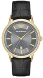 Emporio Armani Renato Quartz Grey Dial Black Leather Strap Watch For Men - AR11049 Buy Now By Emporio Armani