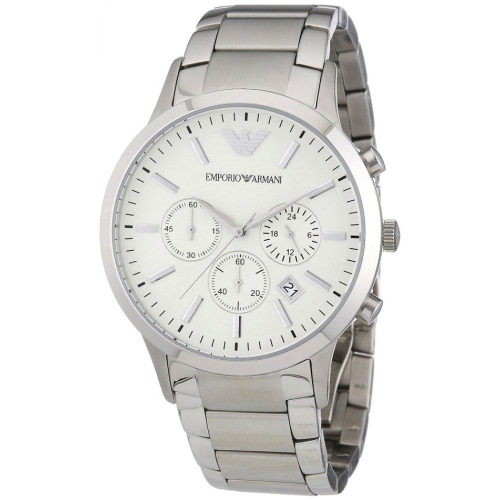 Emporio Armani Renato Chronograph Cream Dial Silver Steel Strap Watch For Men - AR2458 Buy Now By Emporio Armani