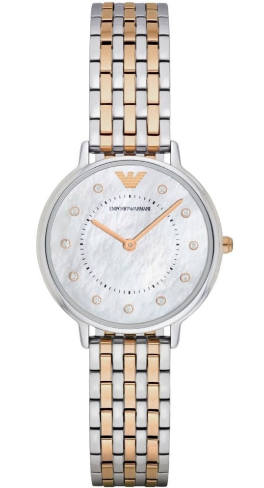 Emporio Armani Gianni T Bar Mother of Pearl Dial Two Tone Steel Strap Watch For Women - AR2508 Buy Now By Emporio Armani