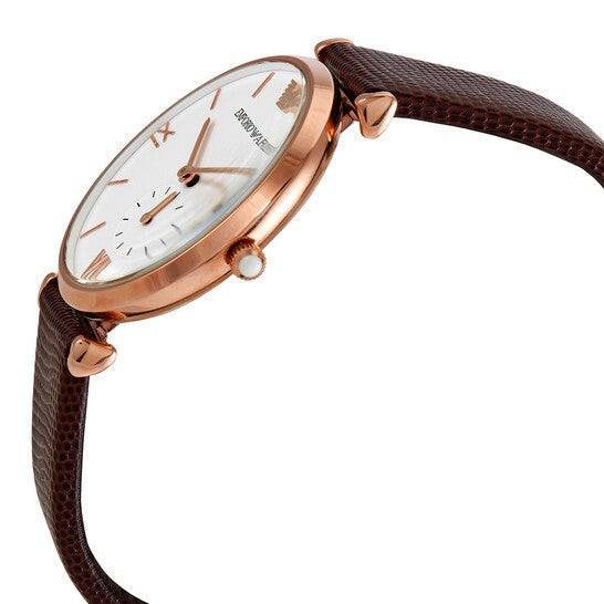 Emporio Armani Analog White Dial Brown Leather Strap Watch For Men - AR9042 Buy Now By Emporio Armani