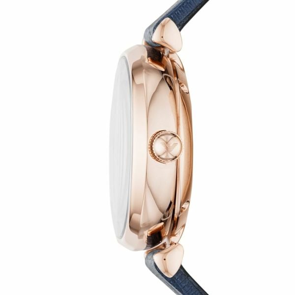 Emporio Armani Gianni T-Bar Analog Silver Dial Blue Leather Strap Watch For Women - AR60020 Buy Now By Emporio Armani