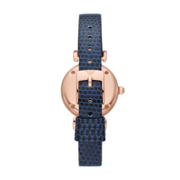 Emporio Armani Gianni T-Bar Analog Mother of Pearl Dial Blue Leather Strap Watch For Women - AR11468 Buy Now By Emporio Armani
