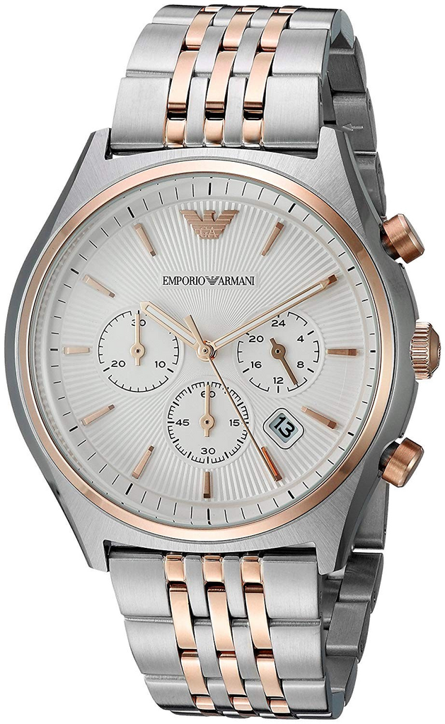 Emporio Armani Zeta Chronograph Quartz White Dial Two Tone Steel Strap Watch For Men - AR1998 Buy Now By Emporio Armani