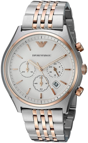 Emporio Armani Zeta Chronograph Quartz White Dial Two Tone Steel Strap Watch For Men - AR1998 Buy Now By Emporio Armani