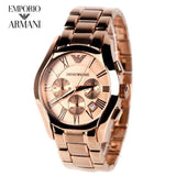 Emporio Armani Valente Chronograph Rose Gold Dial Rose Gold Steel Strap Watch For Men - AR0365 Buy Now By Emporio Armani