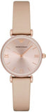 Emporio Armani Gianni T-Bar Quartz Rose Gold Dial Pink Leather Strap Watch For Women - AR11001