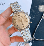 Emporio Armani Aviator Chronograph Beige Dial Silver Steel Strap Watch For Men - AR11239 Buy Now By Emporio Armani