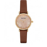 Emporio Armani Gianni T Bar Quartz Pink Mother of Pearl Dial Brown Leather Strap Watch For Women - AR1960 Buy Now By Emporio Armani