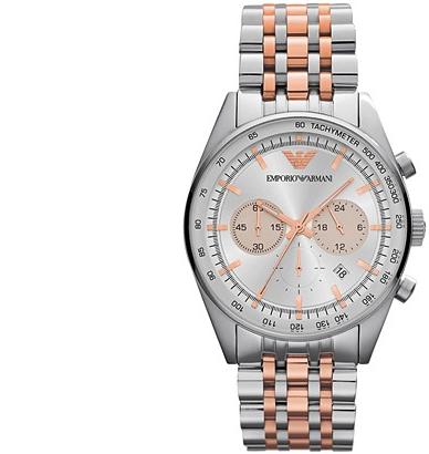 Emporio Armani Sportivo Chronograph Silver Dial Two Tone Steel Strap Watch For Men - AR5999 Buy Now By Emporio Armani
