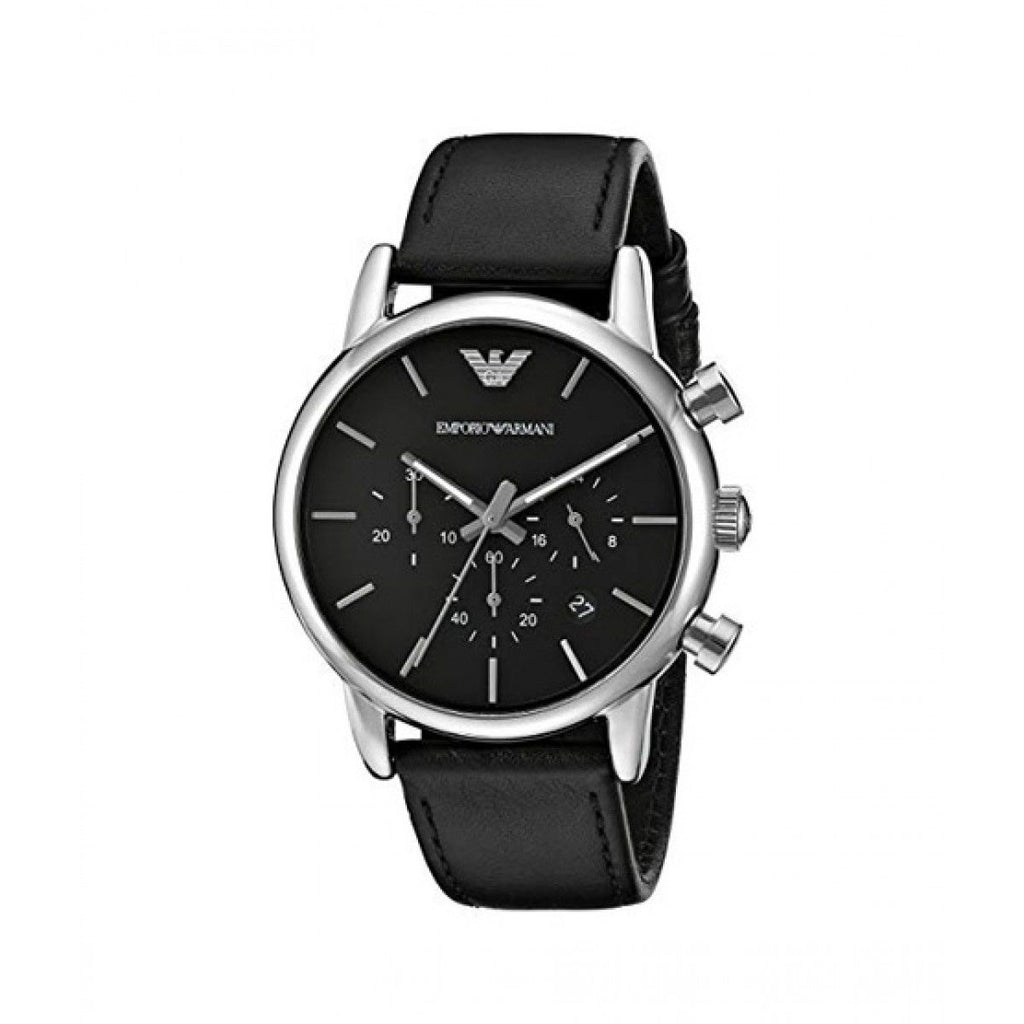 Emporio Armani Classic Chronograph Black Dial Black Leather Strap Watch For Men - AR1733 Buy Now By Emporio Armani