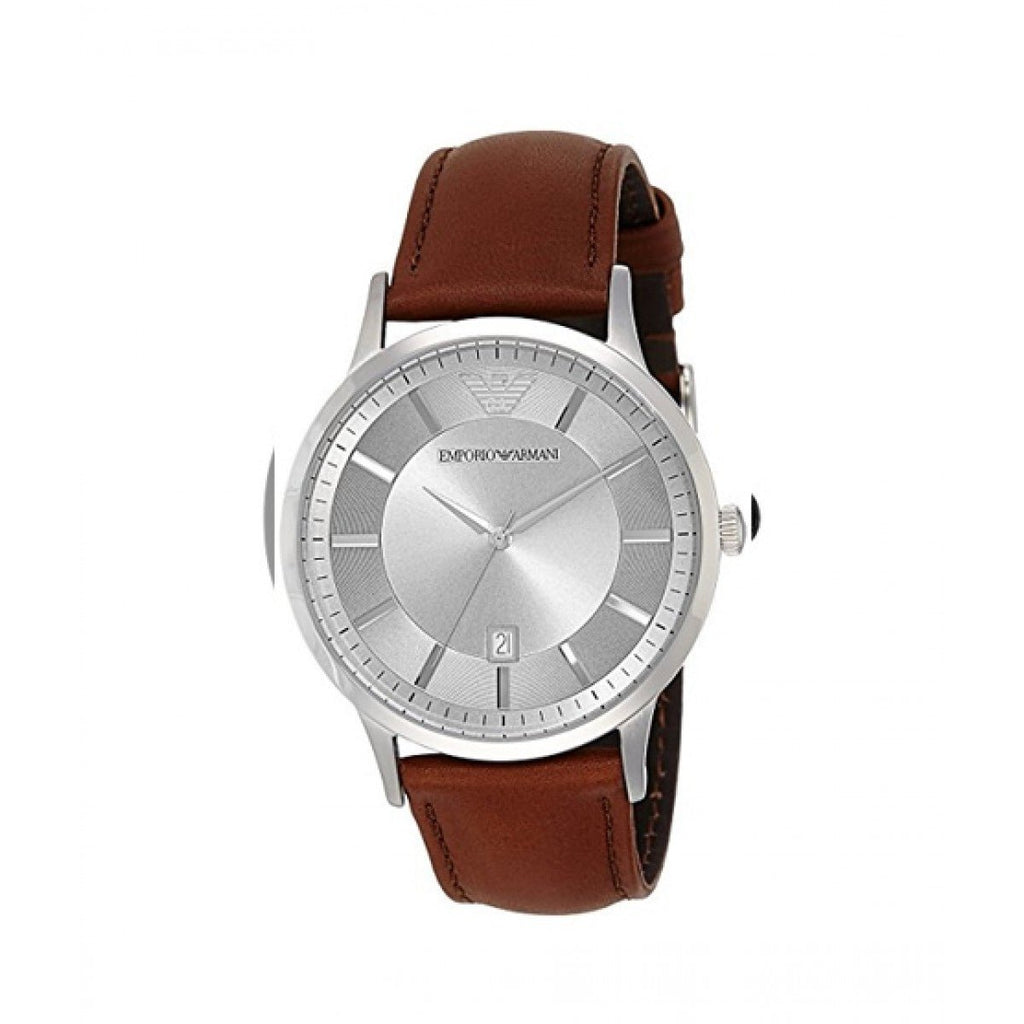 Emporio Armani Renato Silver Dial Brown Leather Strap Watch For Men - AR2463 Buy Now By Emporio Armani