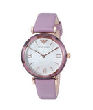 Emporio Armani Gianni Mother of Pearl Dial Purple Leather Strap Watch For Women - AR11003 Buy Now By Emporio Armani