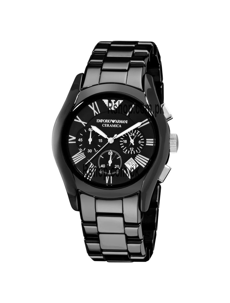 Emporio Armani Valente Chronograph Black Dial Black Ceramic Strap Watch For Men - AR1400 Buy Now By Emporio Armani
