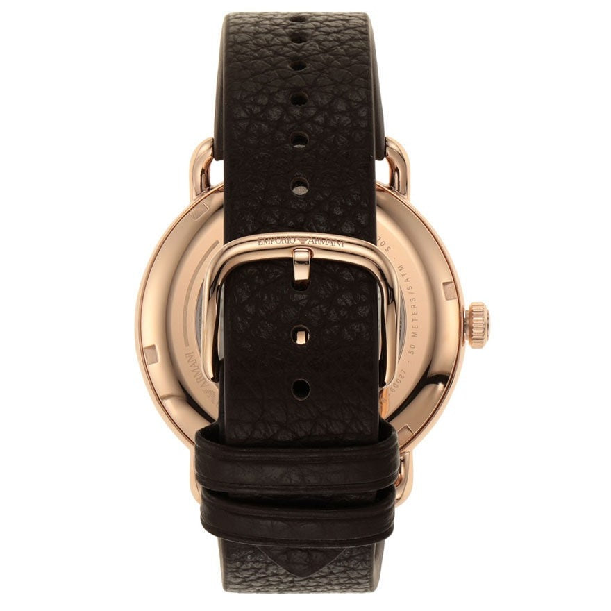 Emporio Armani Meccanico Automatic White Dial Brown Leather Strap Watch For Men - AR60027 Buy Now By Emporio Armani