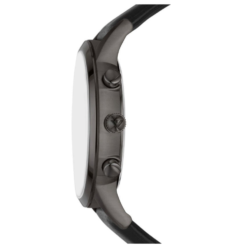 Emporio Armani Renato Chronograph Silver Dial Black Leather Strap Watch for Men - AR11473 Buy Now By Emporio Armani