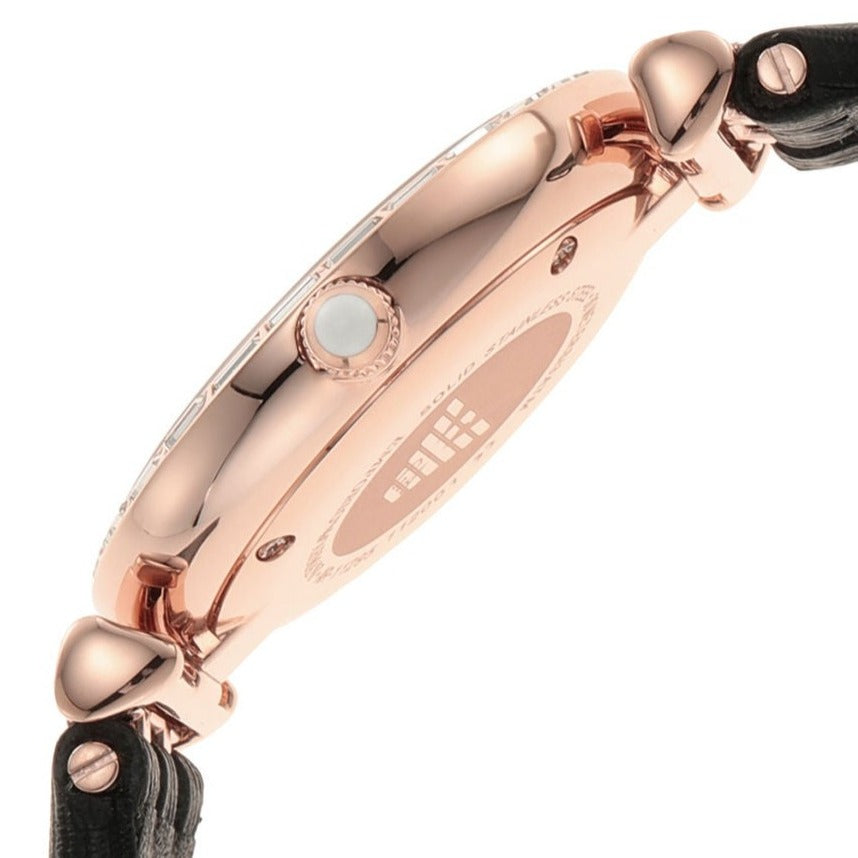 Emporio Armani Gianni T-Bar Mother of Pearl Dial Black Leather Strap Watch For Women - AR11295 Buy Now By Emporio Armani