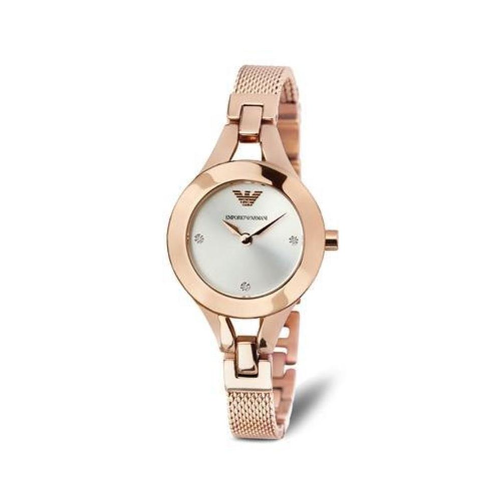 Emporio Armani Chiara Silver Dial Rose Gold Steel Strap Watch For Women - AR7362 Buy Now By Emporio Armani