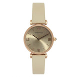Emporio Armani Gianni T Bar Light Brown Dial White Leather Strap Watch For Women - AR1769 Buy Now By Emporio Armani