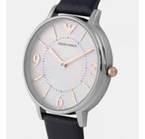 Emporio Armani Kappa White Mother of Pearl Dial Black Leather Strap Watch For Women - AR2509 Buy Now By Emporio Armani