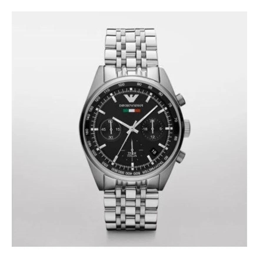Emporio Armani Sportivo Chronograph Black Dial Silver Steel Strap Watch For Men - AR5984 Buy Now By Emporio Armani