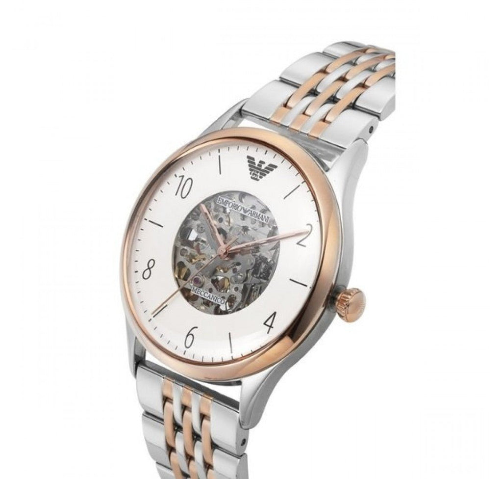 Emporio Armani Meccanico White Dial Two Tone Steel Strap Watch For Men - AR1921 Buy Now By Emporio Armani